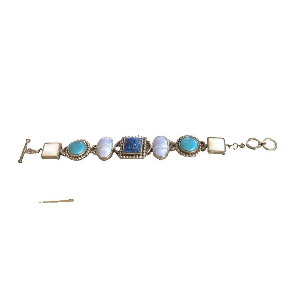 Whitney Kelley Sterling Silver 925 Bracelet Vintage Agate Lapis Turquoise